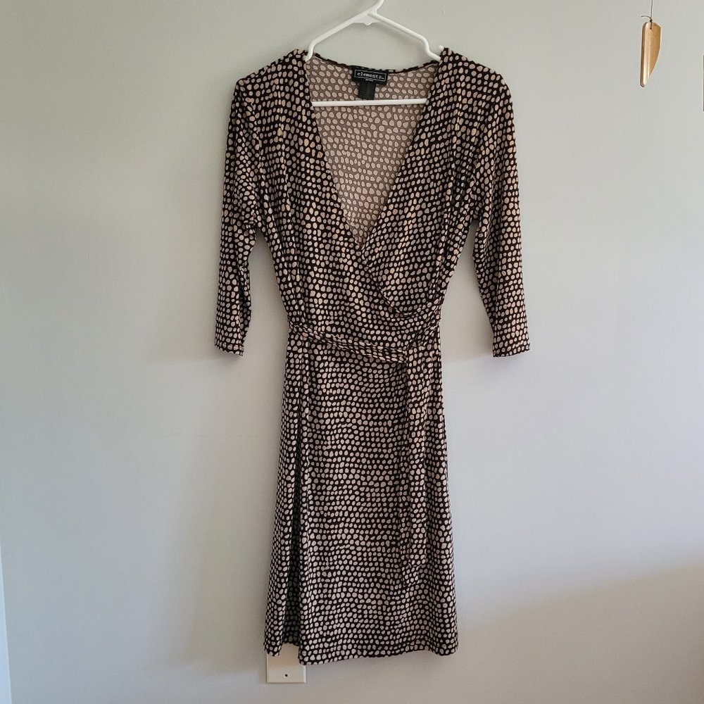 elementz Black and Tan Wrap Dress, Size PM